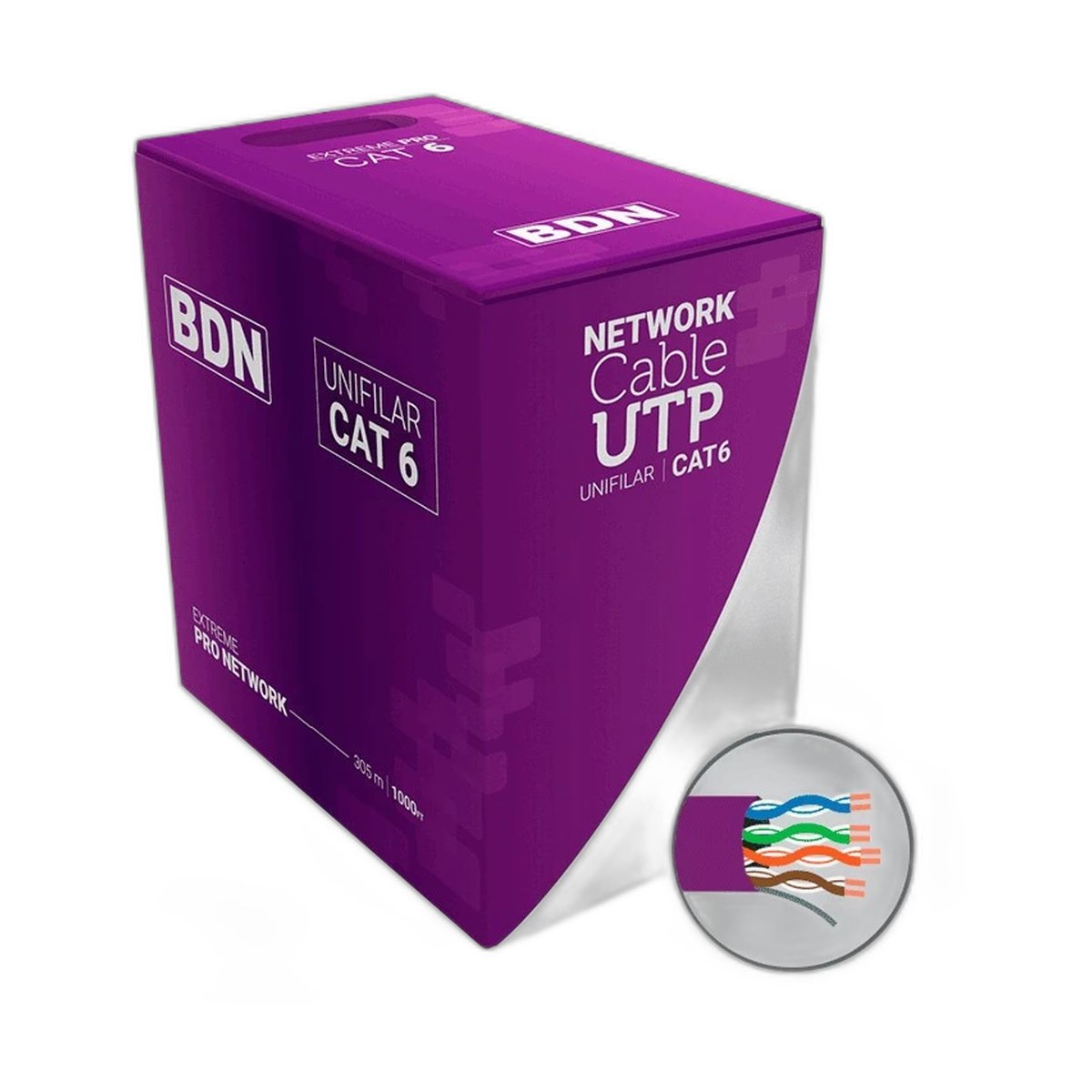 Cable U/Utp Cat6 Bdn 23Awg Lszh Violeta 305M Etl